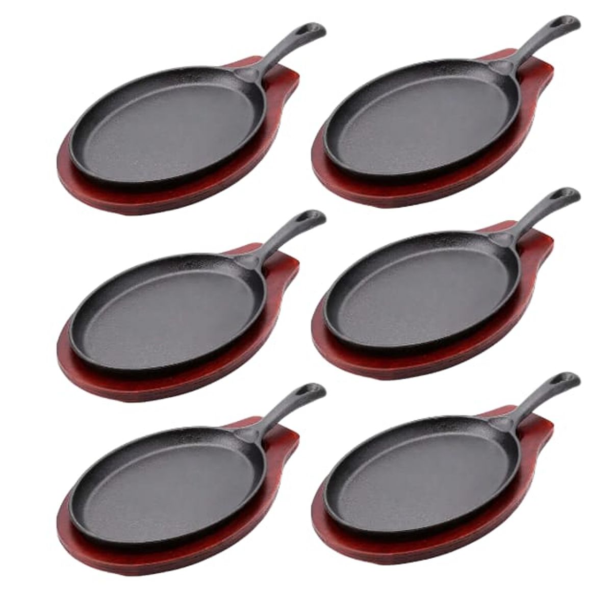 GENERICO - plato Iron de hierro 26 cm x 18 cm x 2 cm con base de madera