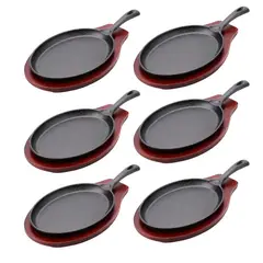 GENERICO - Plato Iron de hierro 26 cm x 18 cm x 2 cm con base de madera