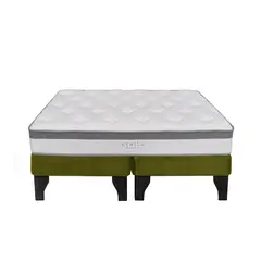 5 SUEÑO - Cama Europea 2 Plazas 150x190 cm Base Colchón Negro Verde