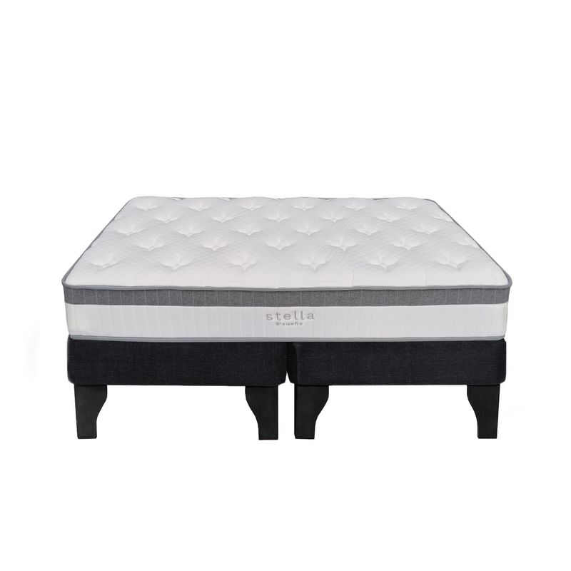 5 SUEÑO - Cama Europea 2 Plazas 150x190 cm Base Colchón Negro