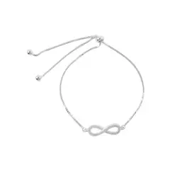 GENERICO - Pulsera De Plata Ajustable Infinito Con Micro Circón