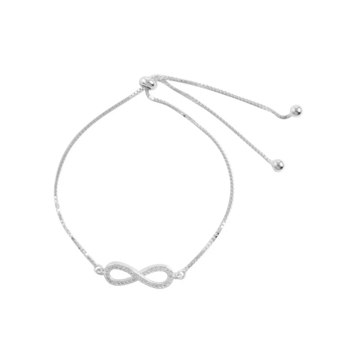 GENERICO - Pulsera De Plata Ajustable Infinito Con Micro Circón
