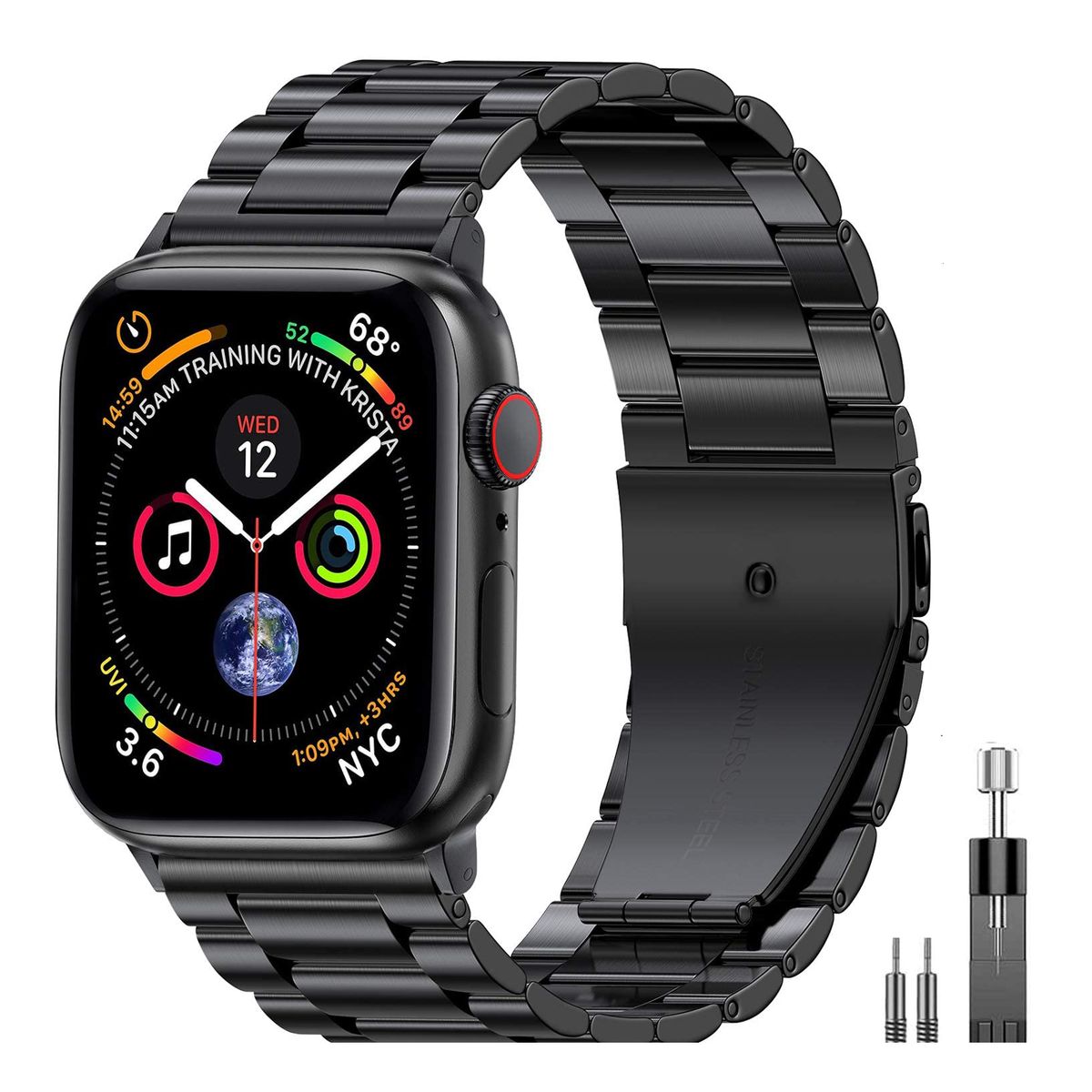 GENERICO - Correa Acero Para Apple Watch 46mm y 42mm  más Ajustador
