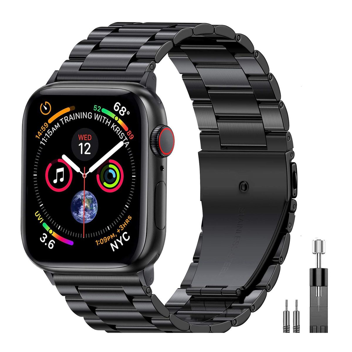 GENERICO - Correa Acero Para Apple Watch 46mm y 42mm  más Ajustador