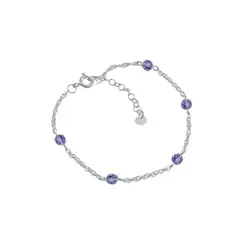 GENERICO - Tobillera de Plata Rolo con Cristal Azulado