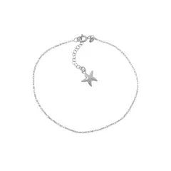 GENERICO - Tobillera de Plata Cadena Lisa Rolo Estrella
