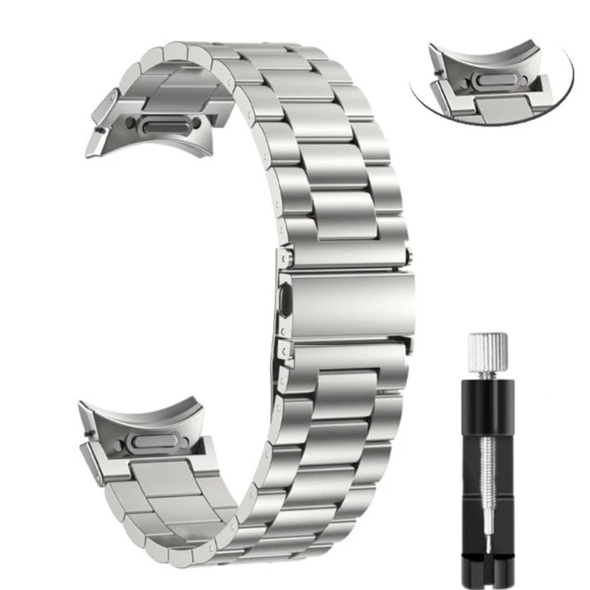 GENERICO - Correa Acero para Galaxy Watch 6 + Ajustador Plateada