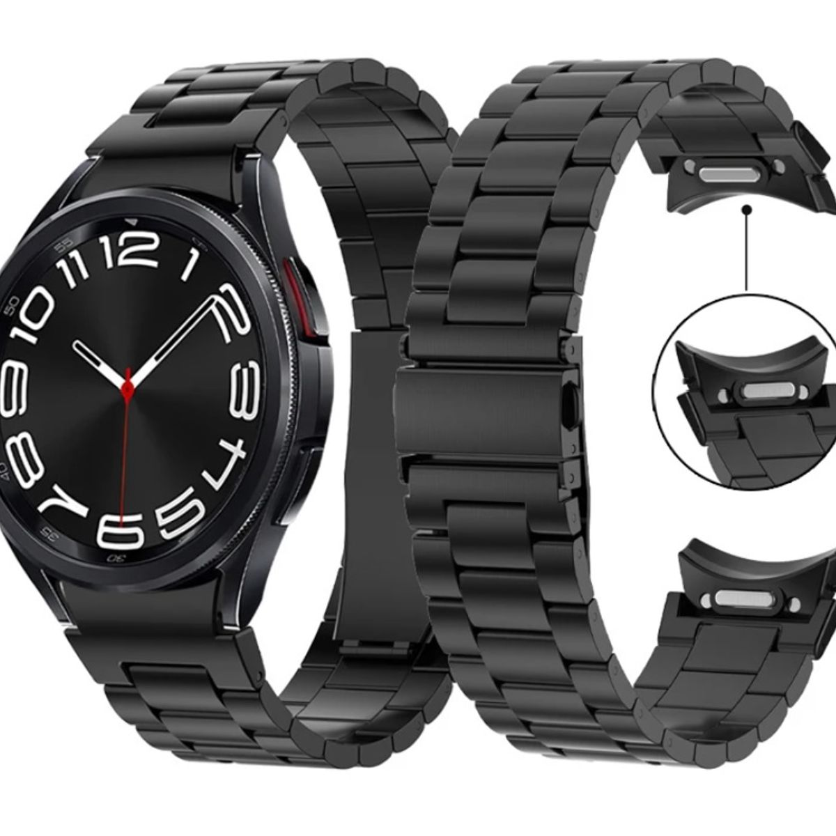 GENERICO - Correa Acero para Galaxy Watch 6 + Ajustador Negra