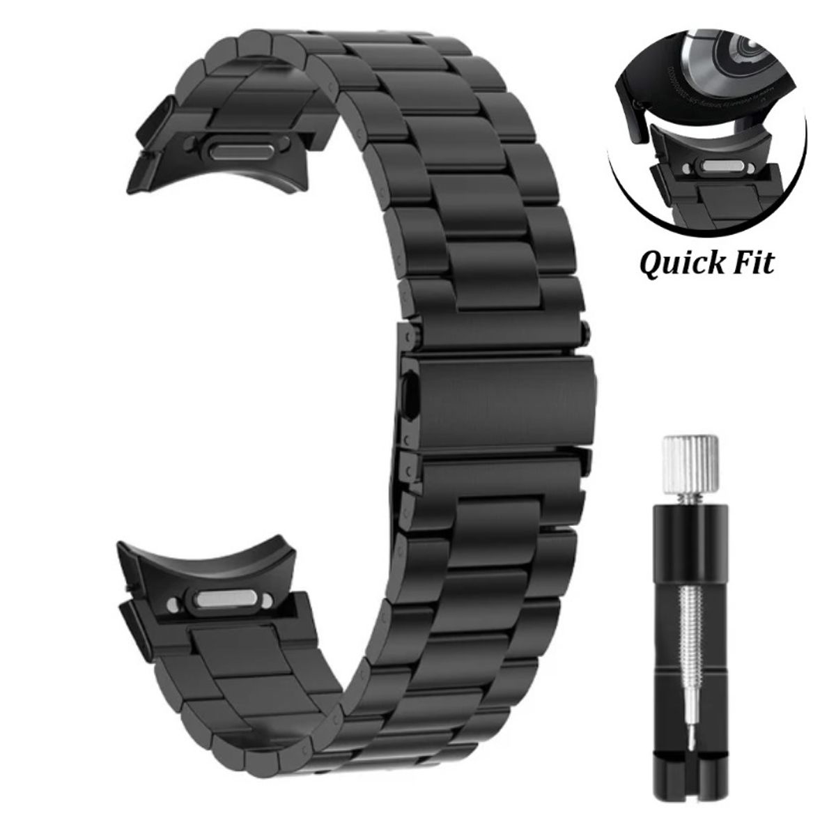 GENERICO - Correa Acero para Galaxy Watch 6 + Ajustador Negra