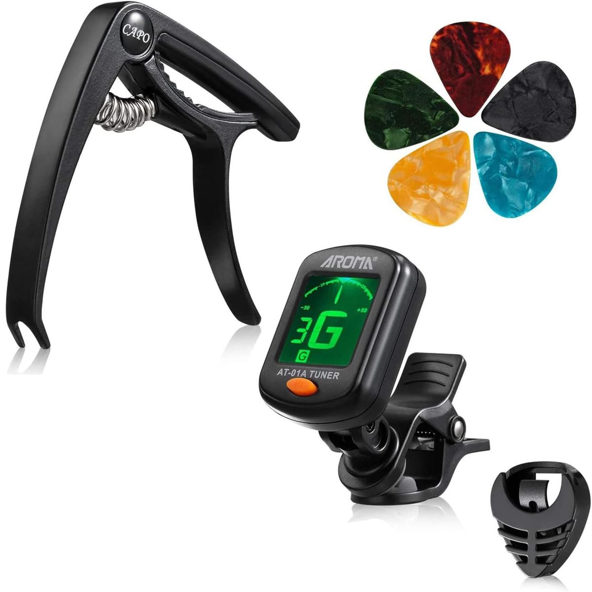 KUANGYE - Kit Guitarra Sintonizador  Capotraste  Uñetas