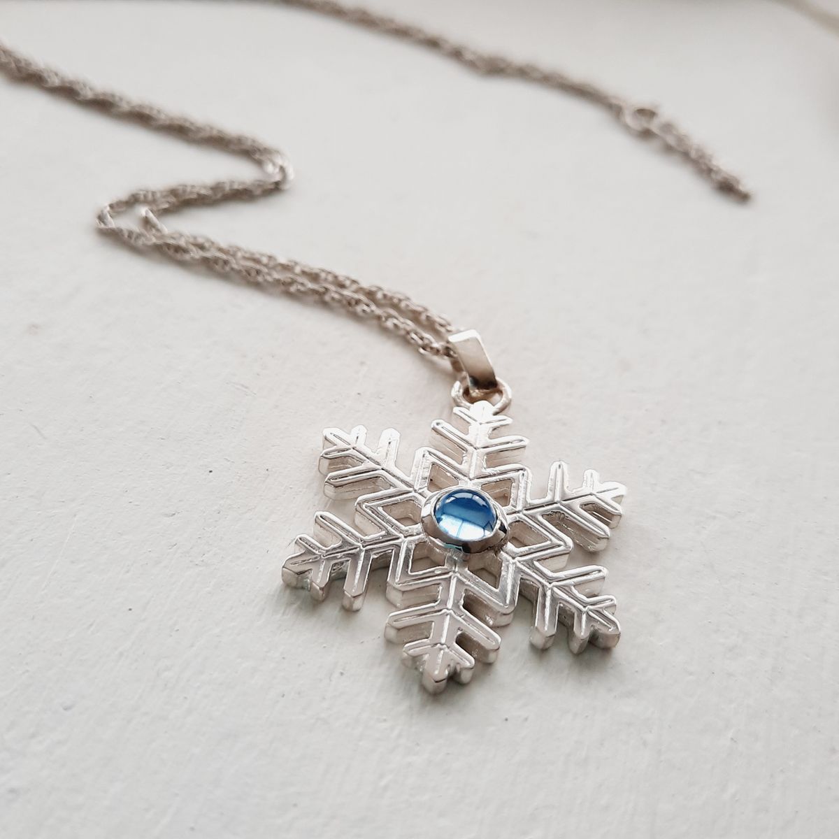 GENERICO - Colgante de Plata 950 Copo de Nieve con Topacio Azul Natural
