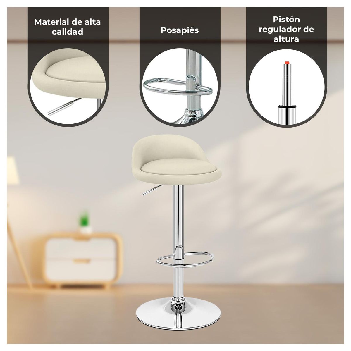 GLOBAL LATIN GROUP - Pack 3 Sillas Piso Bar - Beige