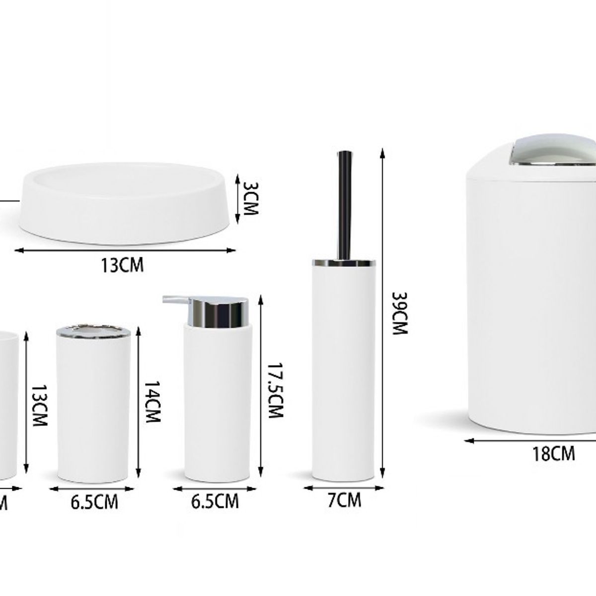 GENERICO - Set Juego De Baño 8 Piezas Accesorios Elegante Blanco