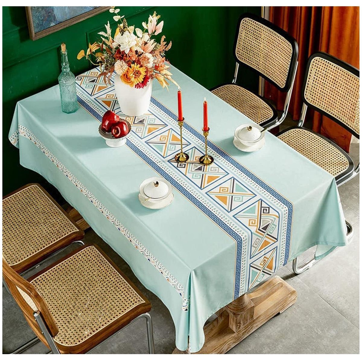 COMPRAPO - Mantel Antimanchas Grecce Turquesa 140X 220 Cm Rectangular