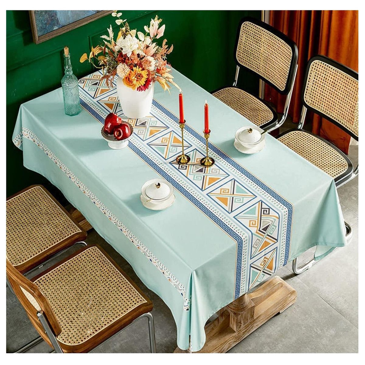 COMPRAPO - Mantel Antimanchas Grecce Turquesa 140X 220 Cm Rectangular