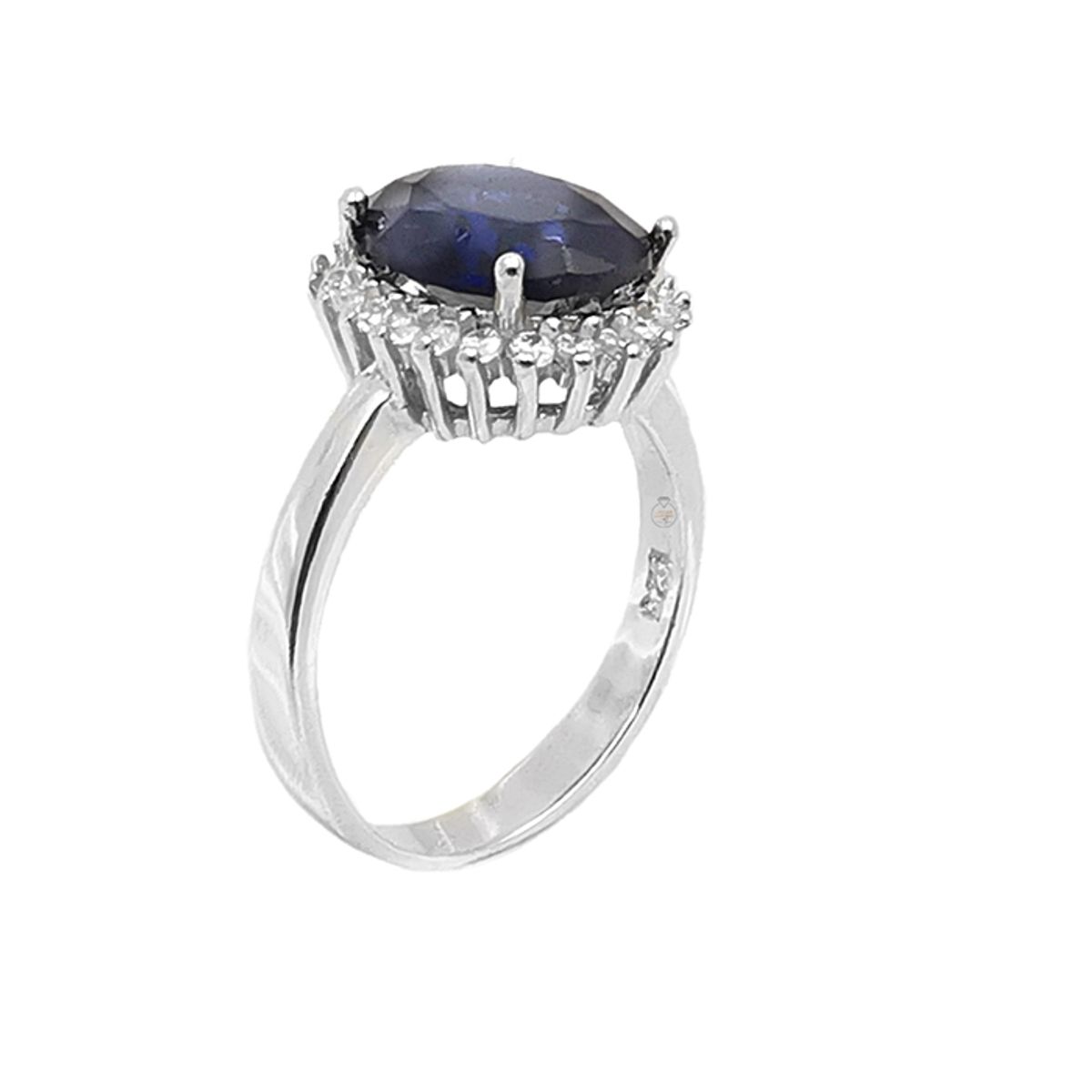 JOYAS MYTOKE - Anillo Lady Roseta Zafiro Plata 925 Rodinada Elegante