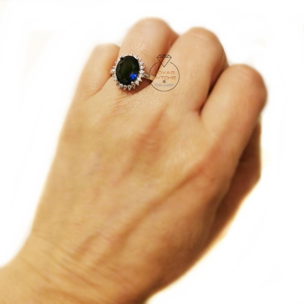 JOYAS MYTOKE - Anillo Lady Roseta Zafiro Plata 925 Rodinada Elegante