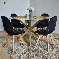CORI CORI - Comedor Warwick 100cm + 4 Sillas Capitonne Velvet