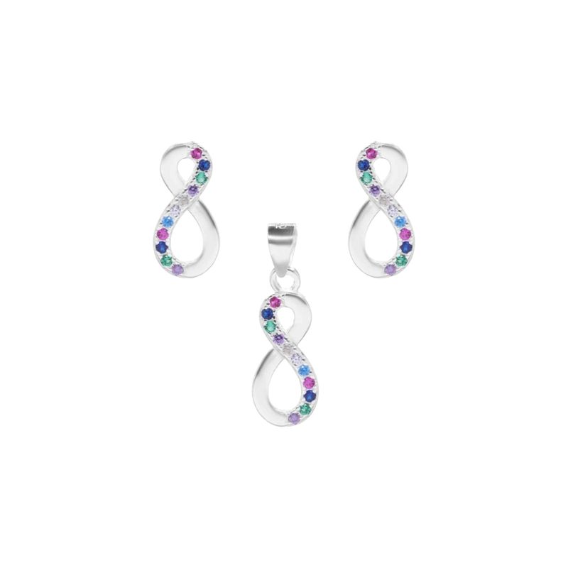 GENERICO - Conjunto de Aros y Colgante De Plata Infinito Con Circones