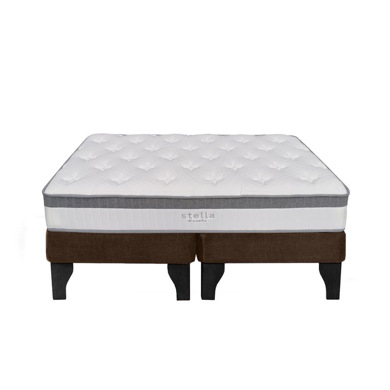 5 SUEÑO - Cama Europea 2 Plazas 150x190 cm Base Colchón Negro Café