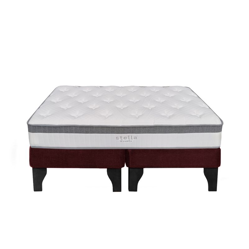 5 SUEÑO - Cama Europea 2 Plazas 150x190 cm Base Colchón Negro Burdeo