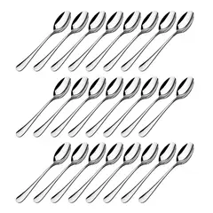 LUGANO - Juego De 24 Cucharas De Postre Acero Inoxidable 18/0
