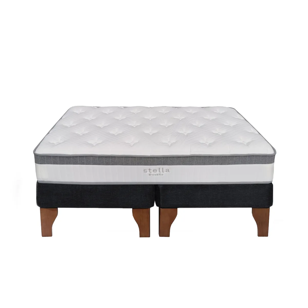 5 SUEÑO - Cama Europea 2 Plazas 150x190 cm Base Colchón Madera Negro