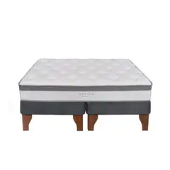 5 SUEÑO - Cama Europea 2 Plazas 150x190 cm Base Colchón Madera Gris