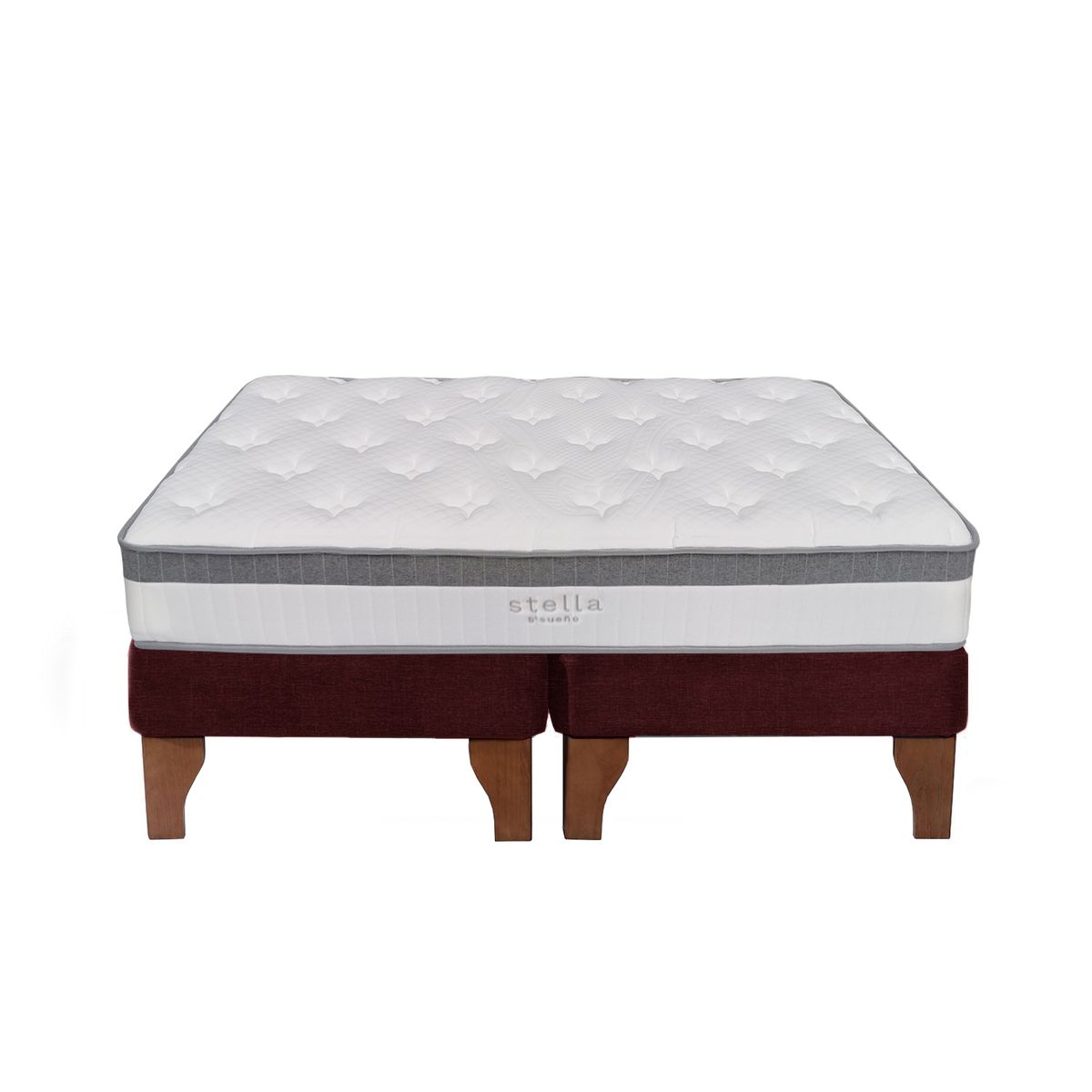 5 SUEÑO - Cama Europea 2 Plazas 150x190 cm Base Colchón Madera Burdeo