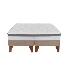5 SUEÑO - Cama Europea 2 Plazas 150x190 cm Base Colchón Madera Beige