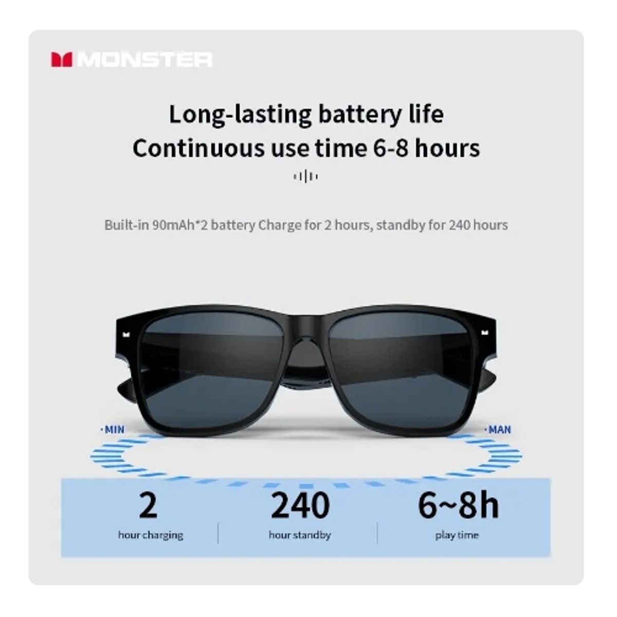 MONSTER - Gafas de sol con bocina bluetooth Monster S01 Airmars