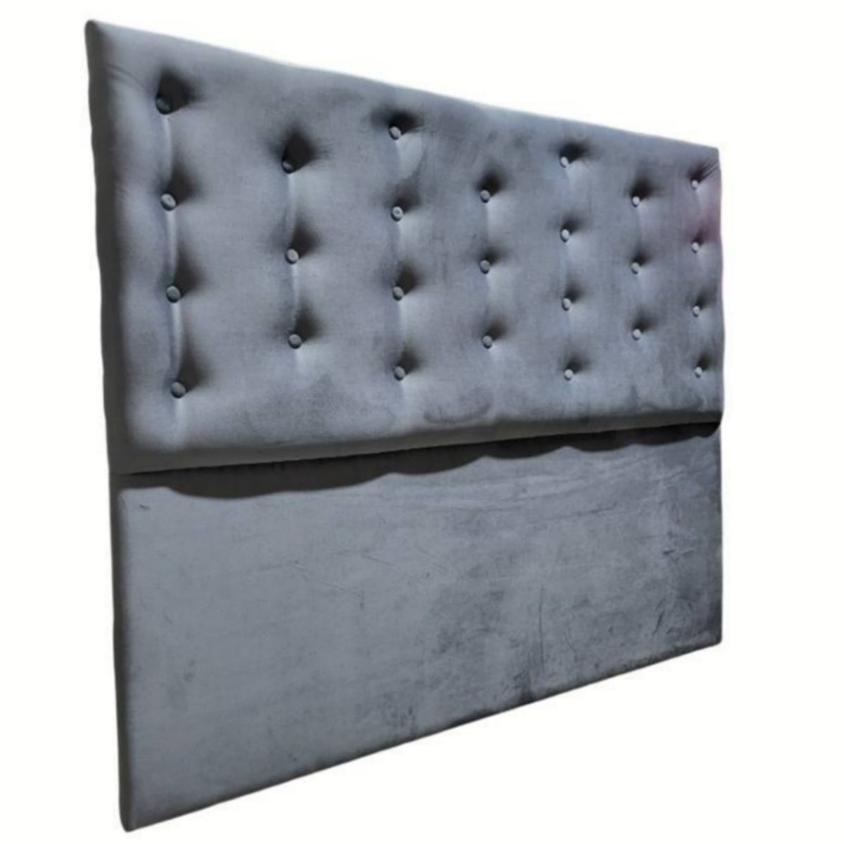 GENERICO - Respaldo Capitoné al piso FELPA GRIS OSCURO 2 PLAZAS