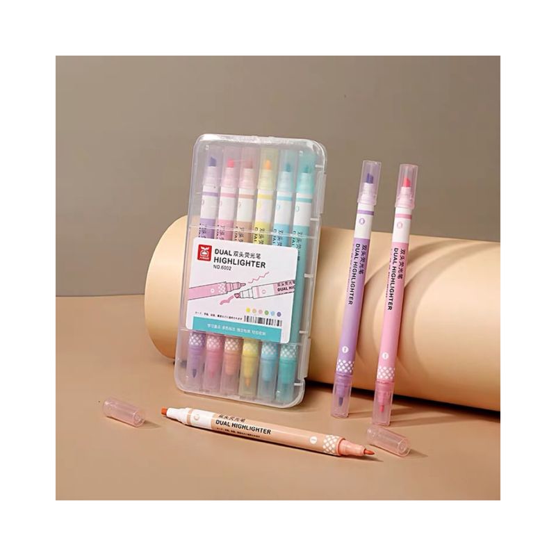 GENERICO - Marcadores 6 Lapices De Colores Doble Punta Plumones Kawaii