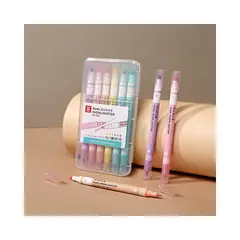 GENERICO - Marcadores 6 Lapices De Colores Doble Punta Plumones Kawaii