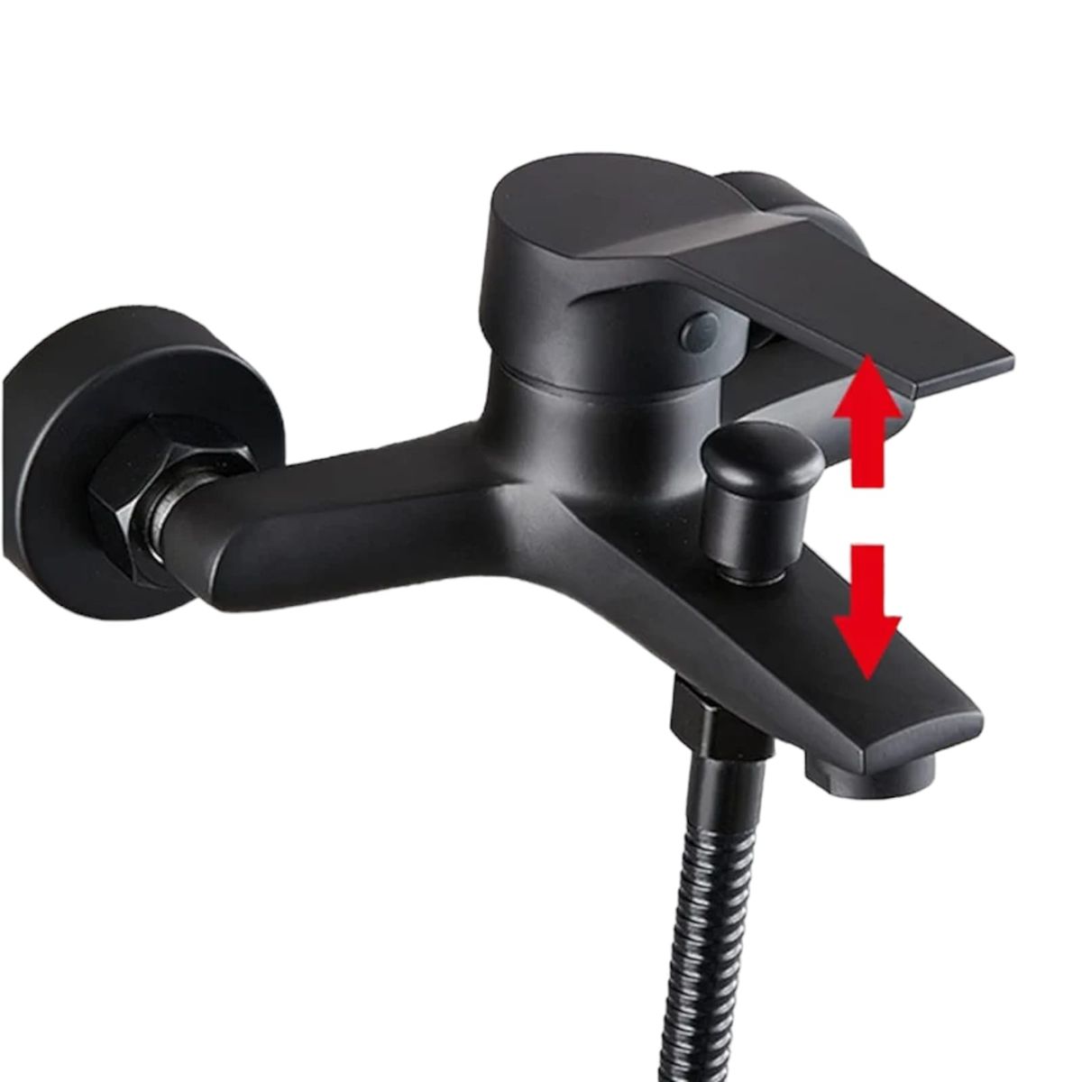 GENERICO - Llave Monomando Grifo Para Tina Ducha Negro Cuadrado