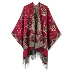 MOSS ROSE - Chal de borlas con estampado bohemio para mujer