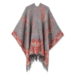 MOSS ROSE - Chal de borlas con estampado bohemio para mujer