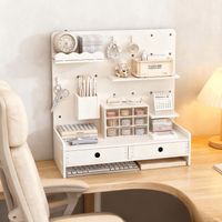 Organizador Escritorio Madera con Placa Perforada y Cajón