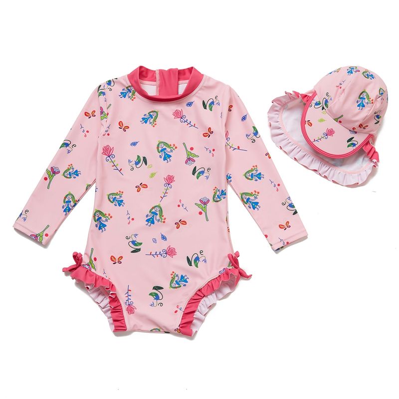 AGREEONE - Traje de Baño Manga Larga Bebé Niñas Protección Solar UPF 50.