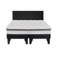 5 SUEÑO - Cama Europea 2 Plazas + Respaldo Capitoné Negro
