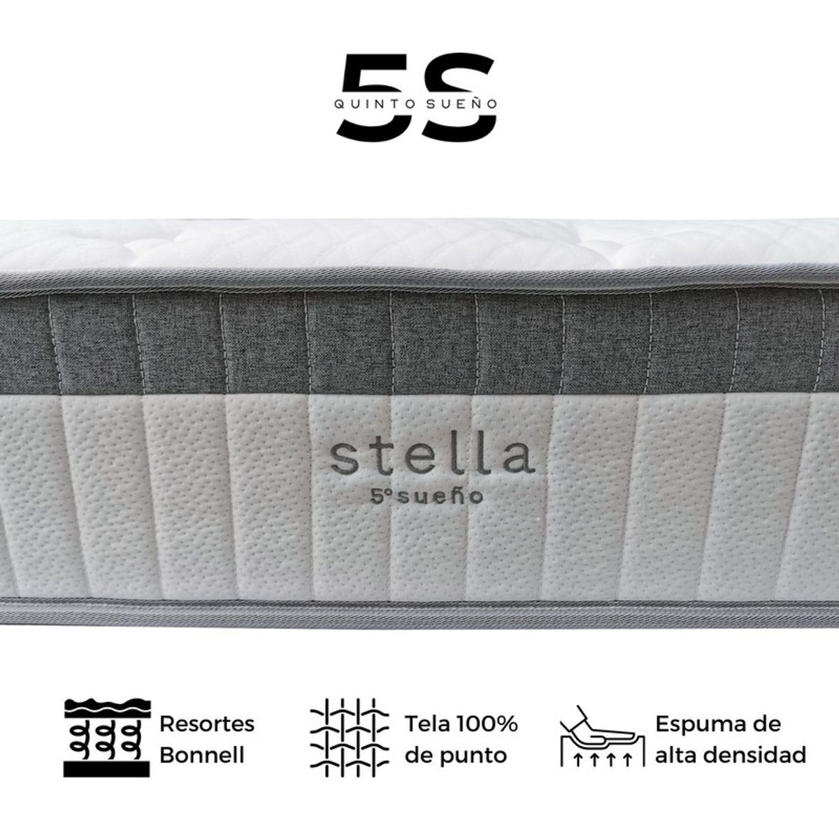 5 SUEÑO - Cama Europea 2 Plazas + Respaldo Tubular Negro Beige