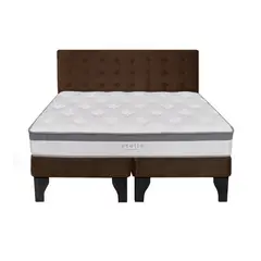 5 SUEÑO - Cama Europea 2 Plazas + Respaldo Capitoné Negro Café