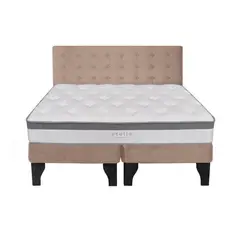 5 SUEÑO - Cama Europea 2 Plazas + Respaldo Capitoné Negro Beige
