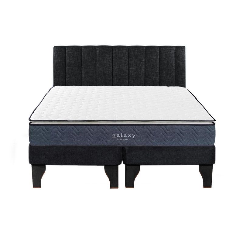 5 SUEÑO - Cama Europea 2 Plazas + Respaldo Tubular Negro