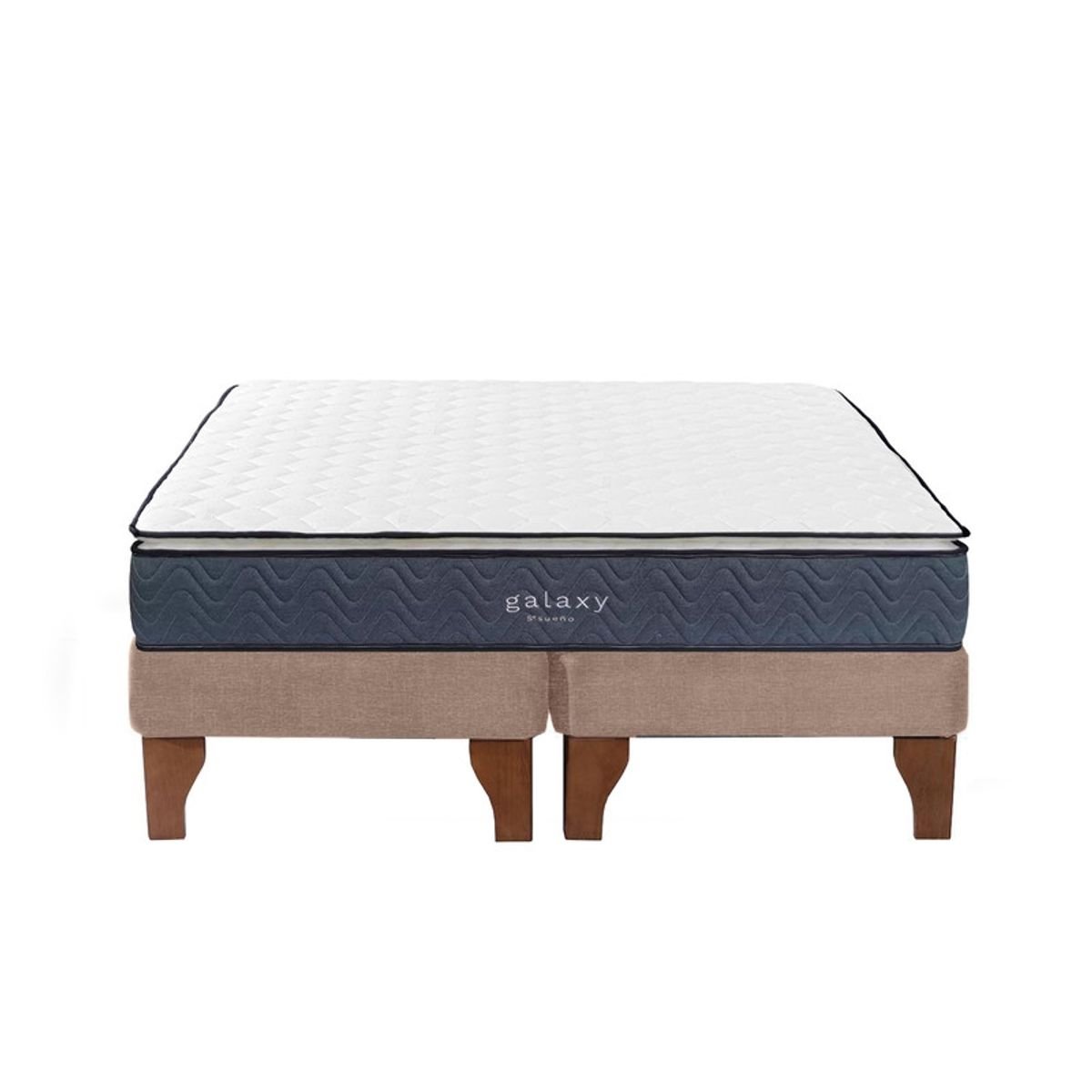 5 SUEÑO - Cama Europea 2 Plazas 150x190 cm Base Colchón Madera Beige