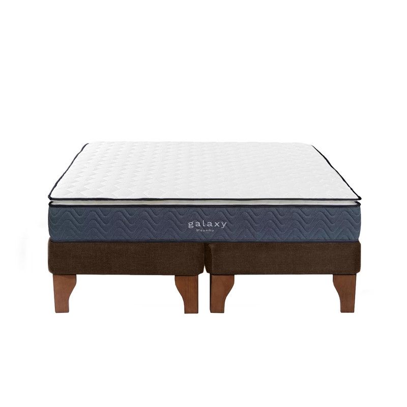 5 SUEÑO - Cama Europea 2 Plazas 150x190 cm Base Colchón Madera Café