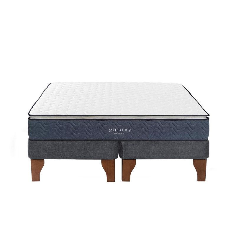 5 SUEÑO - Cama Europea 2 Plazas 150x190 cm Base Colchón Madera Gris