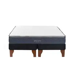5 SUEÑO - Cama Europea 2 Plazas 150x190 cm Base Colchón Madera Negro
