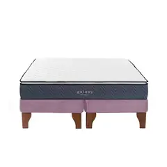5 SUEÑO - Cama Europea 2 Plazas 150x190 cm Base Colchón Madera Rosado