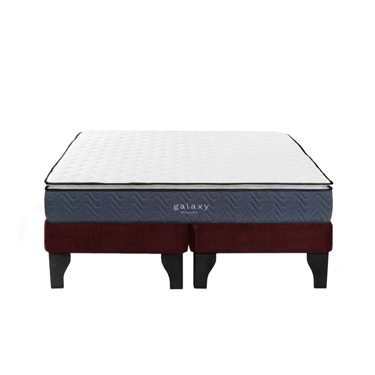 5 SUEÑO - Cama Europea 2 Plazas 150x190 cm Base Colchón Negro Burdeo